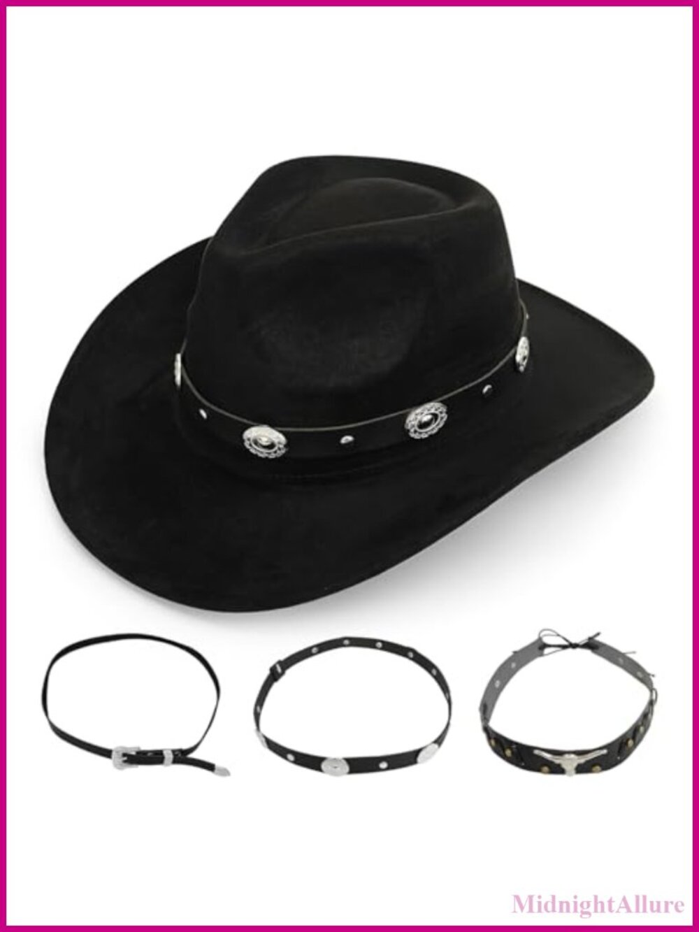 Western Cowboy Hat Wide Brim Adjustable 100% Polyester 3 Bands
